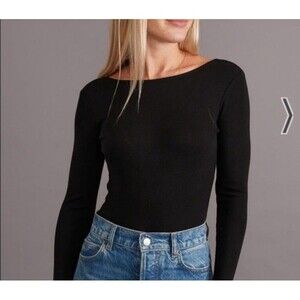 Marine layer lexi Rib bodysuit XS Black Long Sleeve